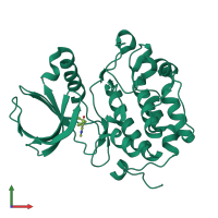 PDB entry 4i6b coloured by chain, front view.