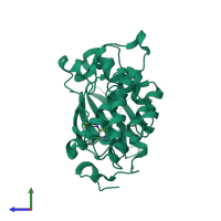 PDB entry 4i6b coloured by chain, side view.