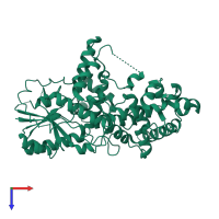 PDB entry 4i6e coloured by chain, top view.
