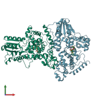 PDB entry 4i6g coloured by chain, front view.