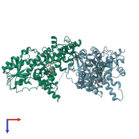 PDB entry 4i6g coloured by chain, top view.