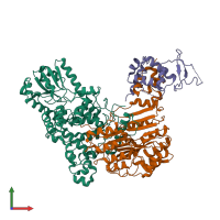 PDB entry 4i6j coloured by chain, front view.