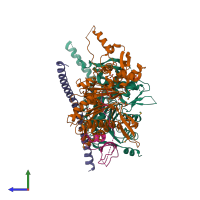 PDB entry 4i6m coloured by chain, side view.