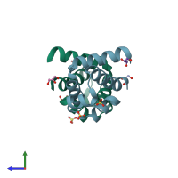 PDB entry 4i6r coloured by chain, side view.
