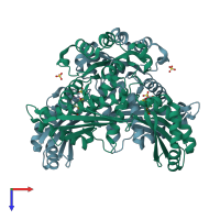 PDB entry 4i6w coloured by chain, top view.