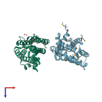 PDB entry 4i76 coloured by chain, top view.