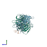 PDB entry 4i79 coloured by chain, side view.