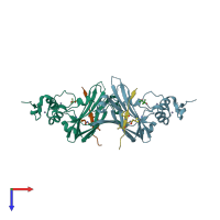 PDB entry 4i7c coloured by chain, top view.