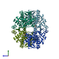 PDB entry 4i7e coloured by chain, side view.