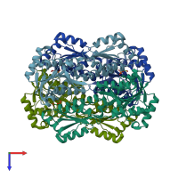 PDB entry 4i7e coloured by chain, top view.