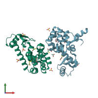 PDB entry 4i7n coloured by chain, front view.