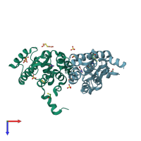PDB entry 4i7p coloured by chain, top view.