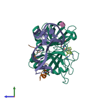 PDB entry 4i7y coloured by chain, side view.