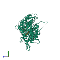 PDB entry 4i80 coloured by chain, side view.