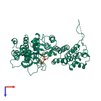 PDB entry 4i80 coloured by chain, top view.