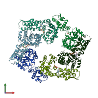 PDB entry 4i81 coloured by chain, front view.