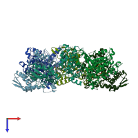 PDB entry 4i81 coloured by chain, top view.