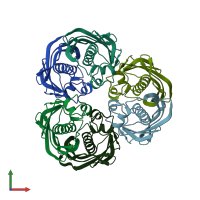 PDB entry 4i83 coloured by chain, front view.