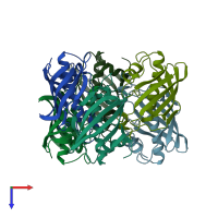 PDB entry 4i83 coloured by chain, top view.