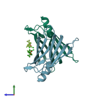 PDB entry 4i85 coloured by chain, side view.