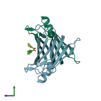 PDB entry 4i89 coloured by chain, side view.