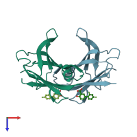 PDB entry 4i89 coloured by chain, top view.