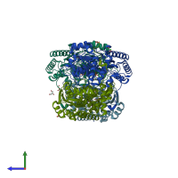 PDB entry 4i8a coloured by chain, side view.