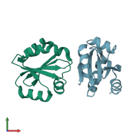 PDB entry 4i8b coloured by chain, front view.