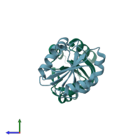 PDB entry 4i8b coloured by chain, side view.