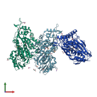 PDB entry 4i8c coloured by chain, front view.