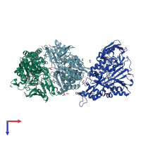 PDB entry 4i8c coloured by chain, top view.