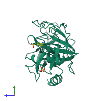 PDB entry 4i8g coloured by chain, side view.