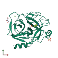 PDB entry 4i8k coloured by chain, front view.