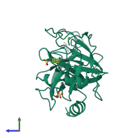 PDB entry 4i8k coloured by chain, side view.