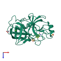 PDB entry 4i8k coloured by chain, top view.
