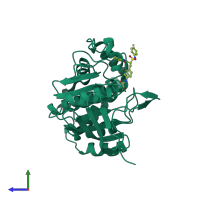 PDB entry 4i8n coloured by chain, side view.