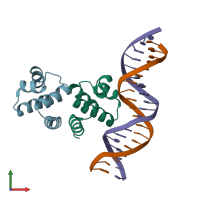 PDB 4i8t coloured by chain and viewed from the front.