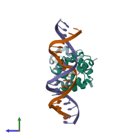 PDB entry 4i8t coloured by chain, side view.