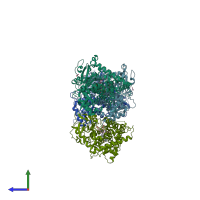 PDB entry 4i8v coloured by chain, side view.