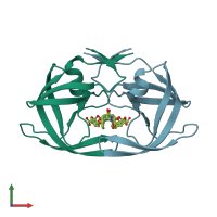 PDB entry 4i8w coloured by chain, front view.