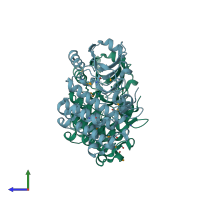 PDB entry 4i93 coloured by chain, side view.