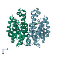 PDB entry 4i97 coloured by chain, top view.