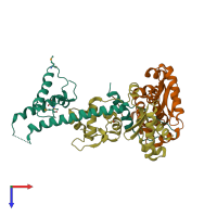 PDB entry 4i98 coloured by chain, top view.