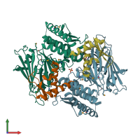 PDB entry 4i99 coloured by chain, front view.