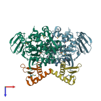 PDB entry 4i99 coloured by chain, top view.