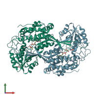 PDB entry 4i9b coloured by chain, front view.