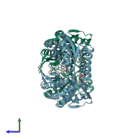 PDB entry 4i9b coloured by chain, side view.