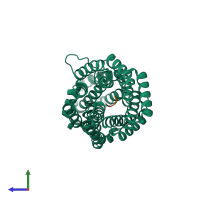 PDB entry 4i9c coloured by chain, side view.