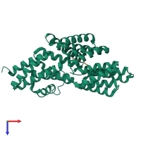 PDB entry 4i9c coloured by chain, top view.