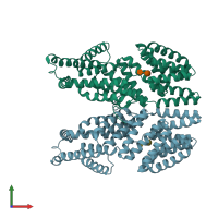 PDB entry 4i9e coloured by chain, front view.